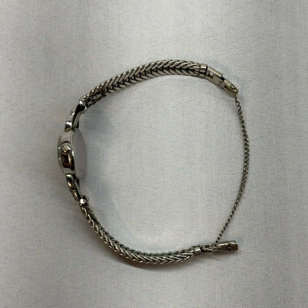 Bulova Wristwatch Womens 5.5 Silver Good 1960s 10k RGP Diamond Cocktail 23 Jwl
